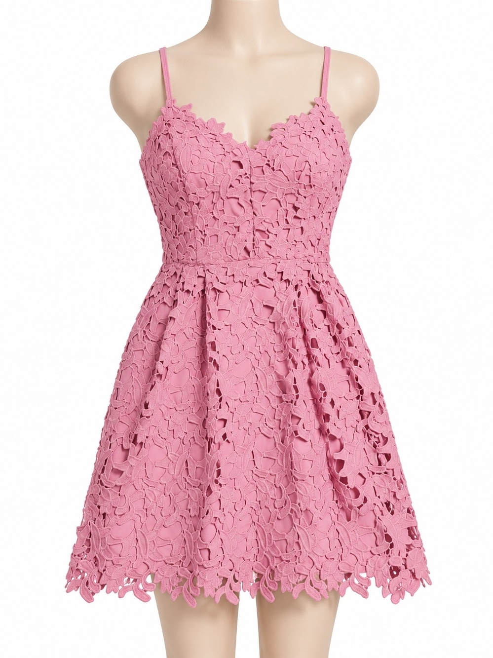 Endless Rose Pink Floral Lace Spaghetti-Strap Party Dress